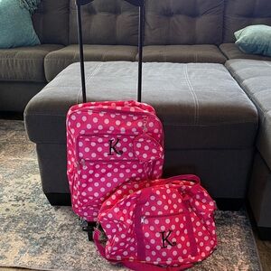 Pink Polka Dot Kids Luggage Set